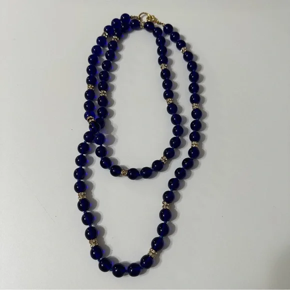 Vintage Murano glass necklace with handmade blue and golden - Picture 9 of 10